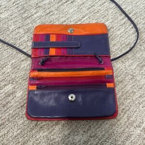 My Walit $209 Clutch Style Shoulder Crossbody Bag Wallet leather purple pink